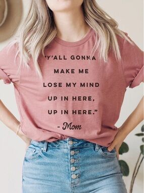 NEW•TCB Pink Graphic Tee with 'Mom' Funny Quote•XL-1X